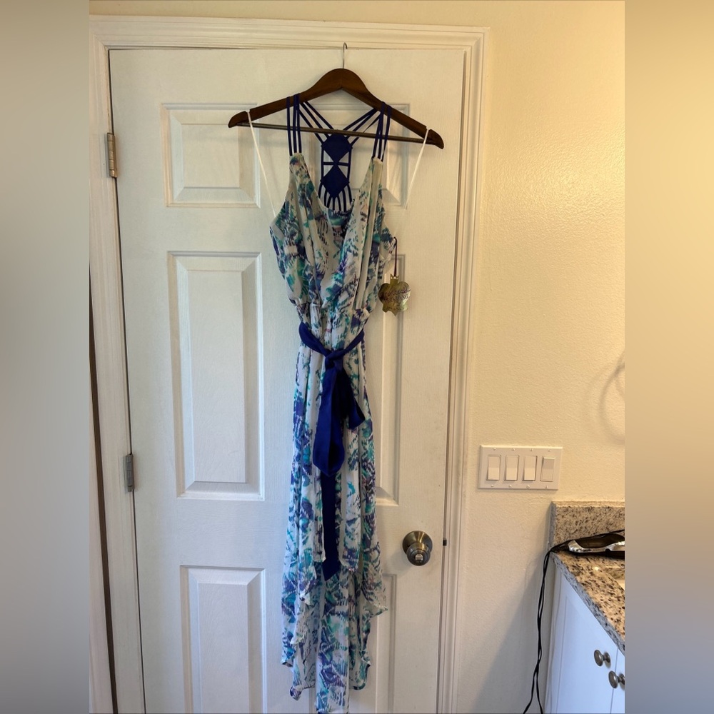 Princess Vera Wang Blue, Green and White High Low Dress